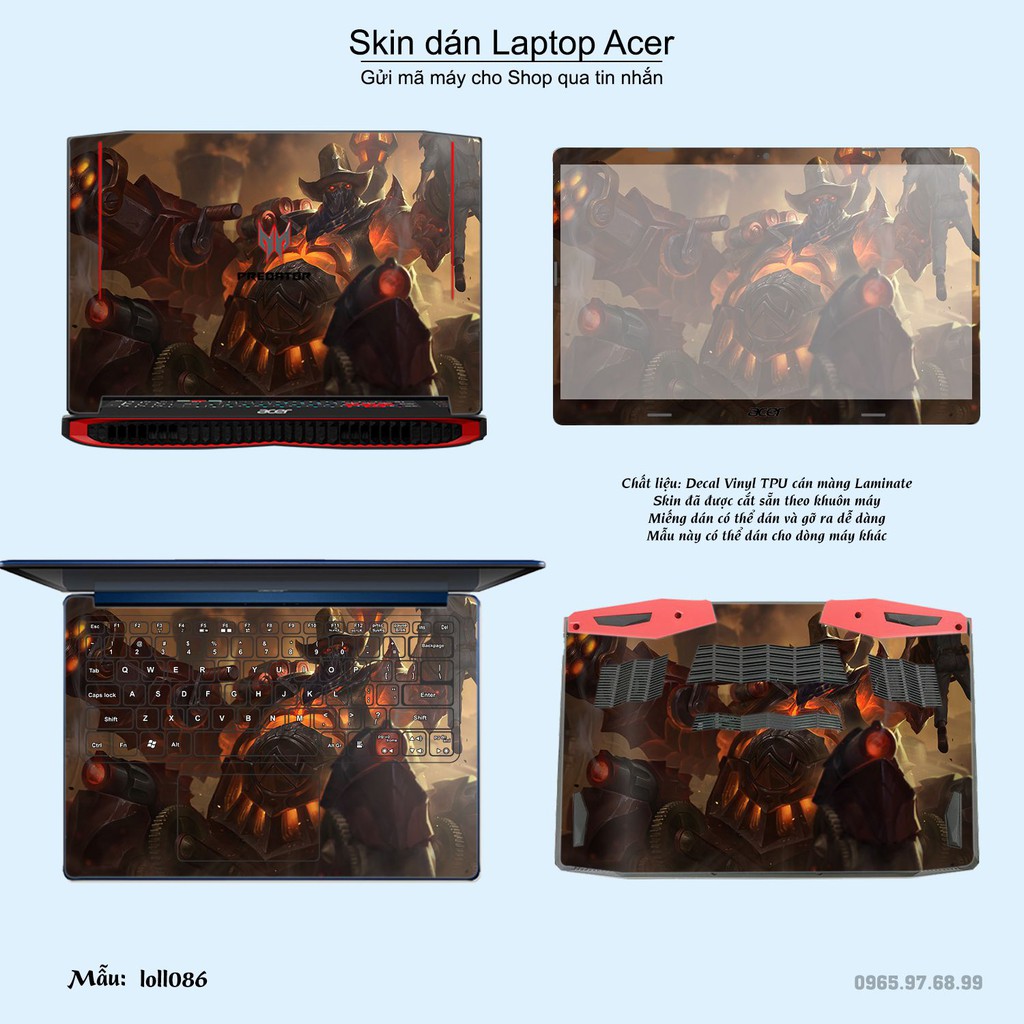 Skin dán Laptop Acer in hình Liên Minh Huyền Thoại nhiều mẫu 12 (inbox mã máy cho Shop)