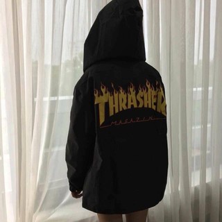 Jacket dù 2 lớp thrasher lửa