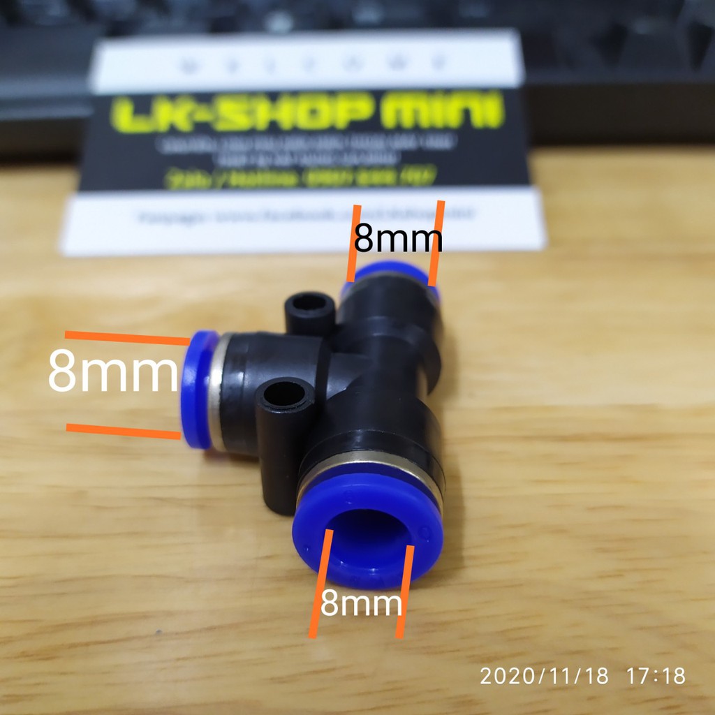 Tê chia bec phun - Tê nối dây, chia nhánh - phi 8mm