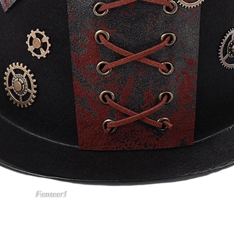 [Fenteer1] Mũ Hóa Trang Phong Cách Steampunk Cổ Điển Với Dây Và Bánh Răng