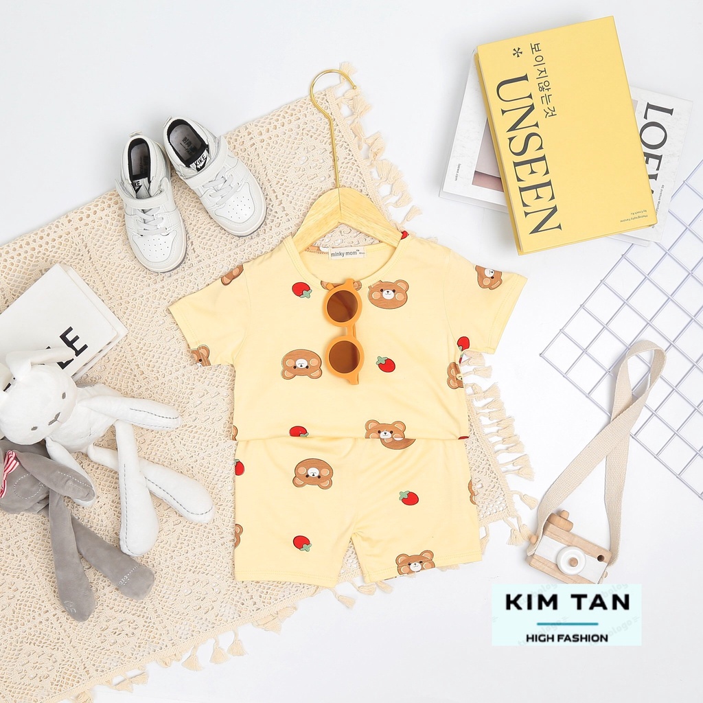 Bộ MINKY MOM Cộc Tay ⚡FREESHIP⚡ Chất Thun Lạnh Cho Bé Trai, Bé Gái Thoải Mái Thoáng Mát Ngày Hè