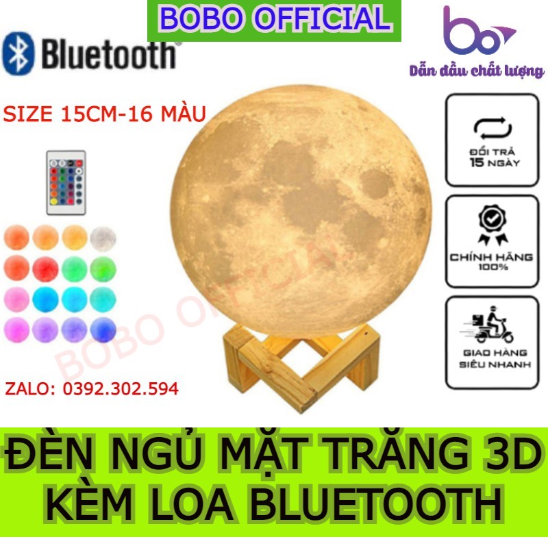 ĐÈN NGỦ MẶT TRĂNG 3D KÈM LOA BLUETOOTH SIZE 15CM-18CM, CÓ ĐIỀU KHIỂN