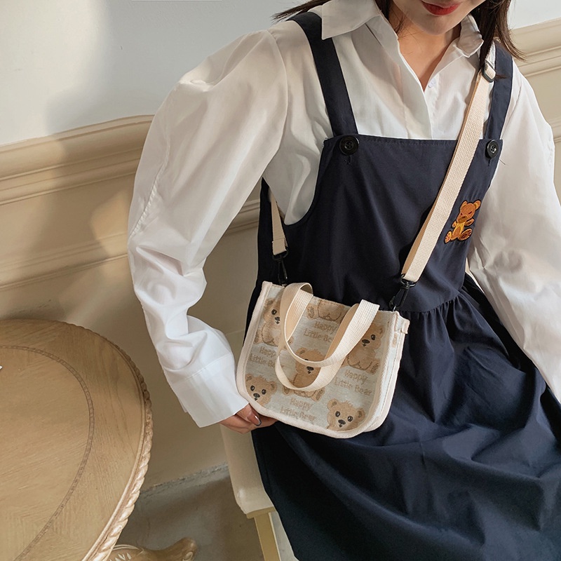 Túi Vải Đeo Chéo Hình Gấu Đáng Yêu Thời Trang Cho Nữ