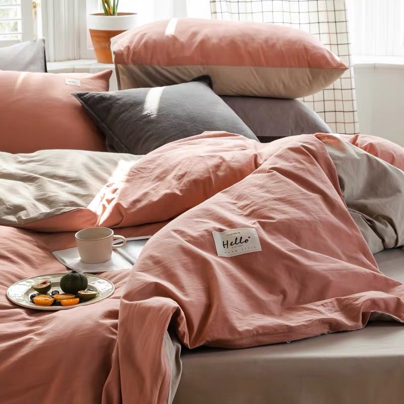 Set Chăn Ga Cam Phối Ga Be Cotton Tc Dày Dặn Thấm Hút Mồ Hôi Bền Mát (Shinbedding.shop)