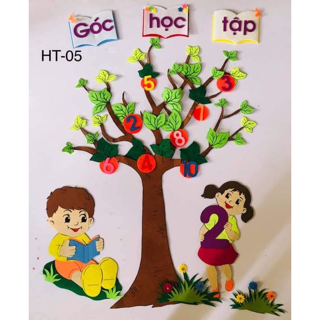 Tranh Góc Nỉ Góc học tập ( Tranh trang trí Trường lớp mầm non)
