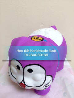 Heo đất handmade đoremon tím size M