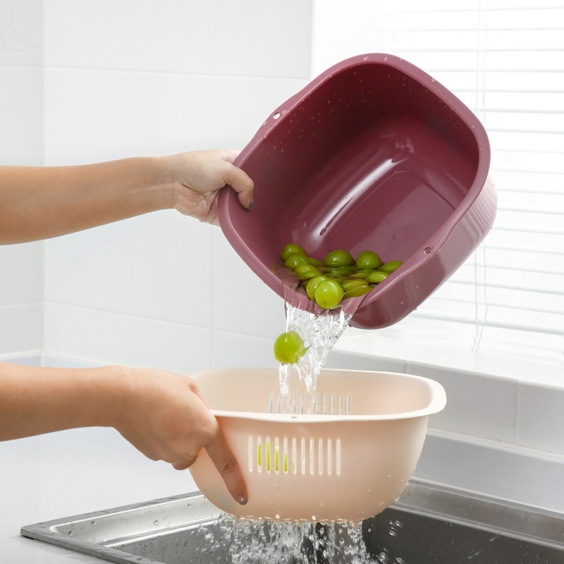 Rổ Đựng Rau Củ Quả Hai Lớp Ráo Nước Tiện Lợi Cho Nhà Bếp