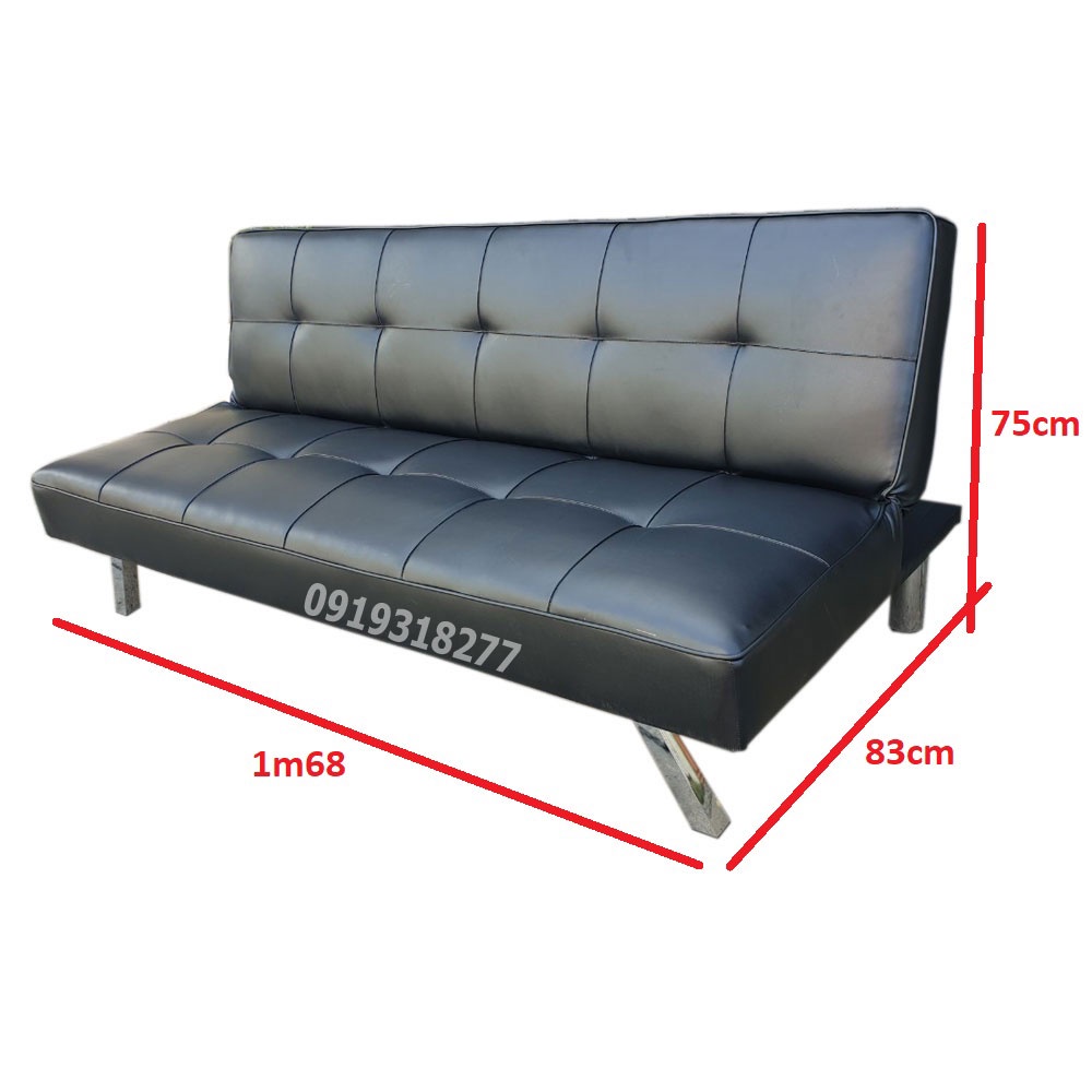 Ghế Sofa Bed Simili Da Đen - Sopha Giường Gấp Gọn Nệm Lò Xo Êm Ái Hàng Chính Hãng Tiêu Chuẩn Xuất EU