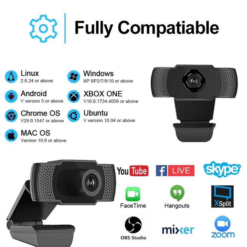 Webcam Hd 1080p Usb 2mp Kèm Mic Cho Máy Tính