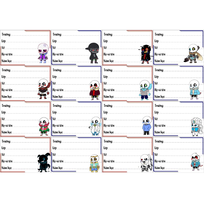 Nhãn vở sans undertale