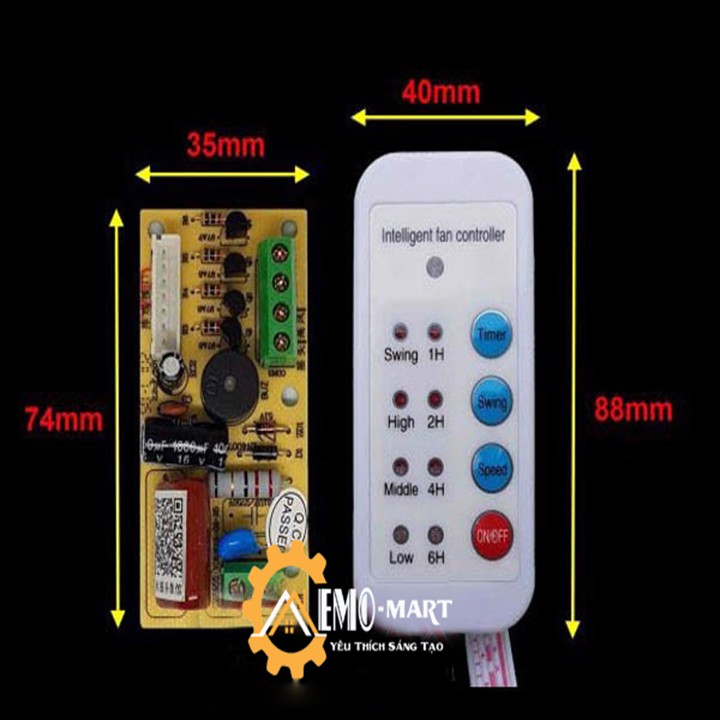 Mạch điều khiển quạt từ xa TOMAX V2 ⚡️𝐅𝐑𝐄𝐄 𝐒𝐇𝐈𝐏⚡️ Bật, tắt bằng remote - Có đèn báo tốc độ, thời gia