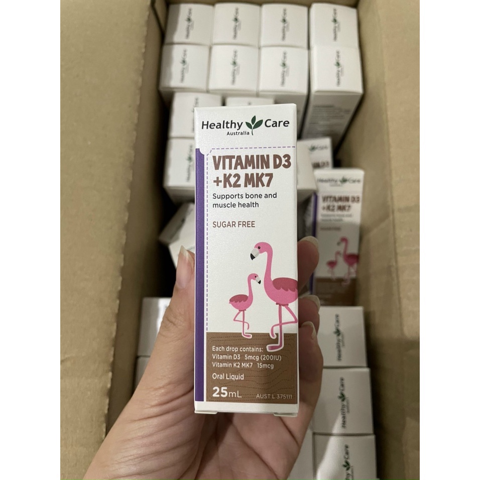 Vitamin D3 K2 MK7 25ml Healthy Care của Úc