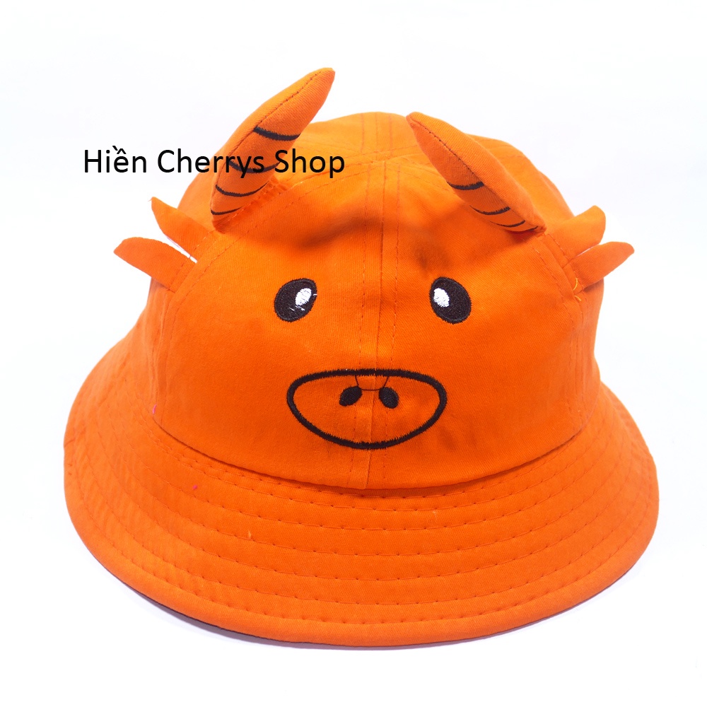 Nón Bucket con trâu dành cho trẻ em từ 2-5 tuổi chất liệu vải kaki đẹp phong cách