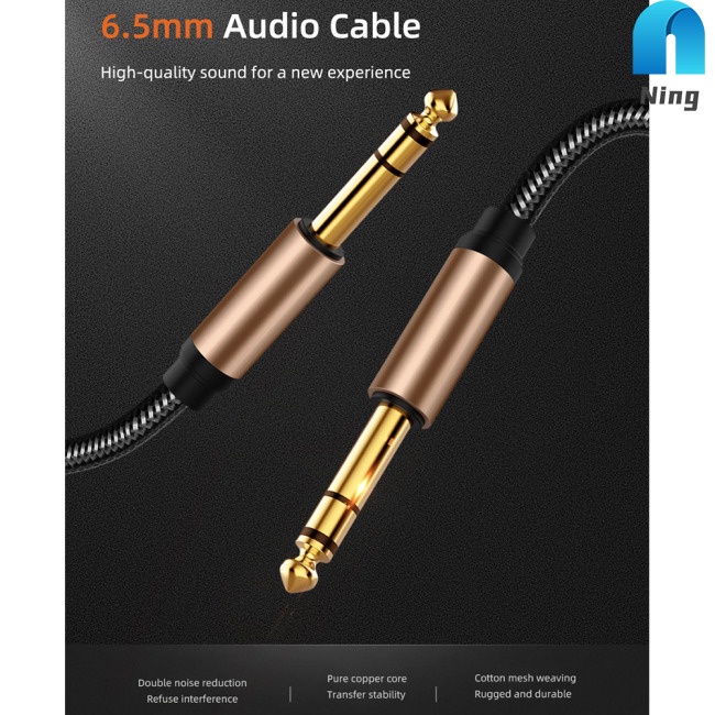 Dây Cáp Âm Thanh Bện Sợi Nylon Giắc Cắm 6.5mm 6.35Mm Sang Giắc Cắm AUX Dài 1.8m Dành Cho Đàn Guitar
