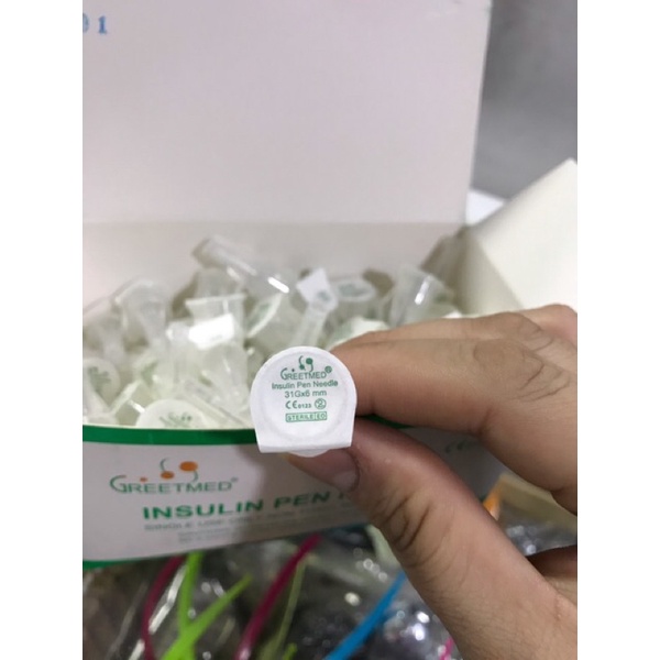 Hộp 100 cái Kim bánh ú kim insulin Đầu Bút Kim Tiêm Insulin Kim Chích Tiểu Đường Greetmed 31G