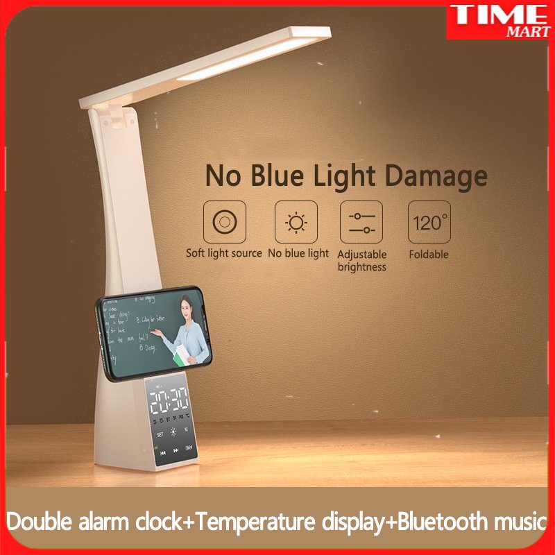 Đồng hồ báo thức đa chức năng . Đèn led USB để bàn học tập bảo vệ mắt. Âm nhạc Bluetooth và thẻ nhớ. Đèn học bàn có sạc