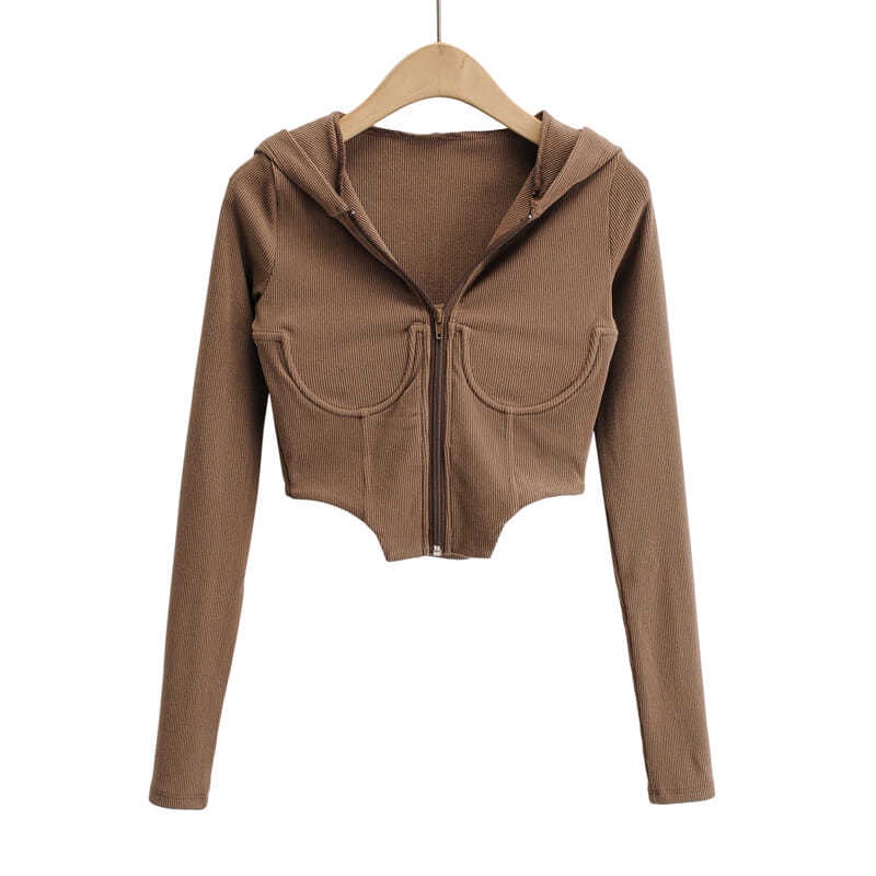 Bộ Áo Khoác Tay Dài Có Nón + Quần Short Thể Thao Eo Cao Co Giãn Phong Cách Thể Thao Cho Nữ