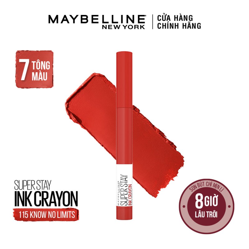 Son bút chì mịn lì 8h lâu trôi Maybelline New York Super Stay Ink Crayon Lipstick 1.2g