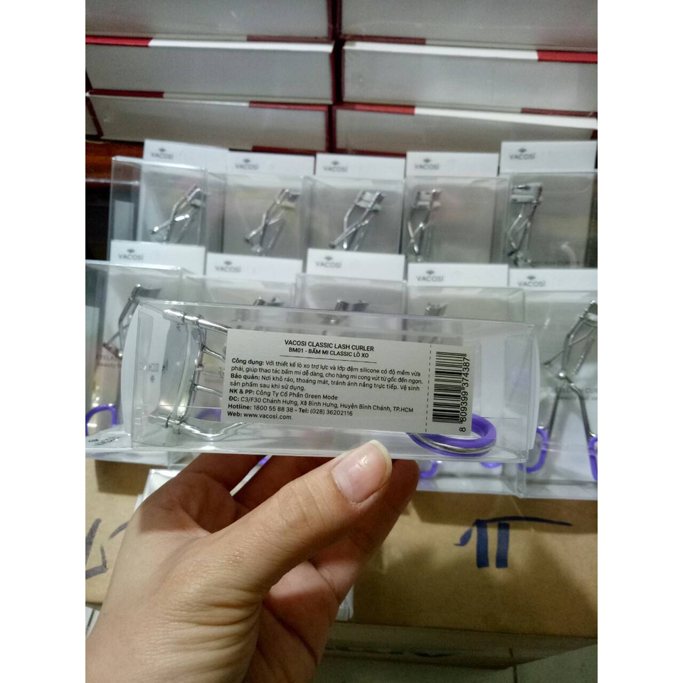 Bấm Mi Vacosi Eyelash Curler Hàn Quốc Cán Tím