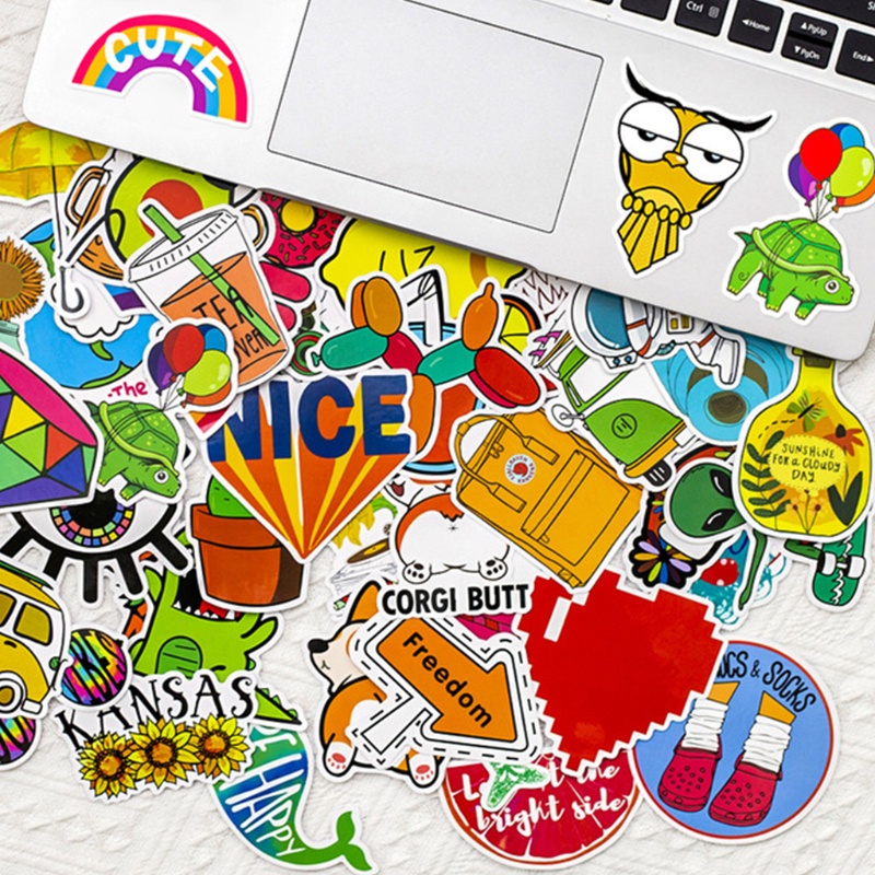 Bộ 50 Sticker Hoạt Hình Dán Trang Trí Laptop Ván Trượt