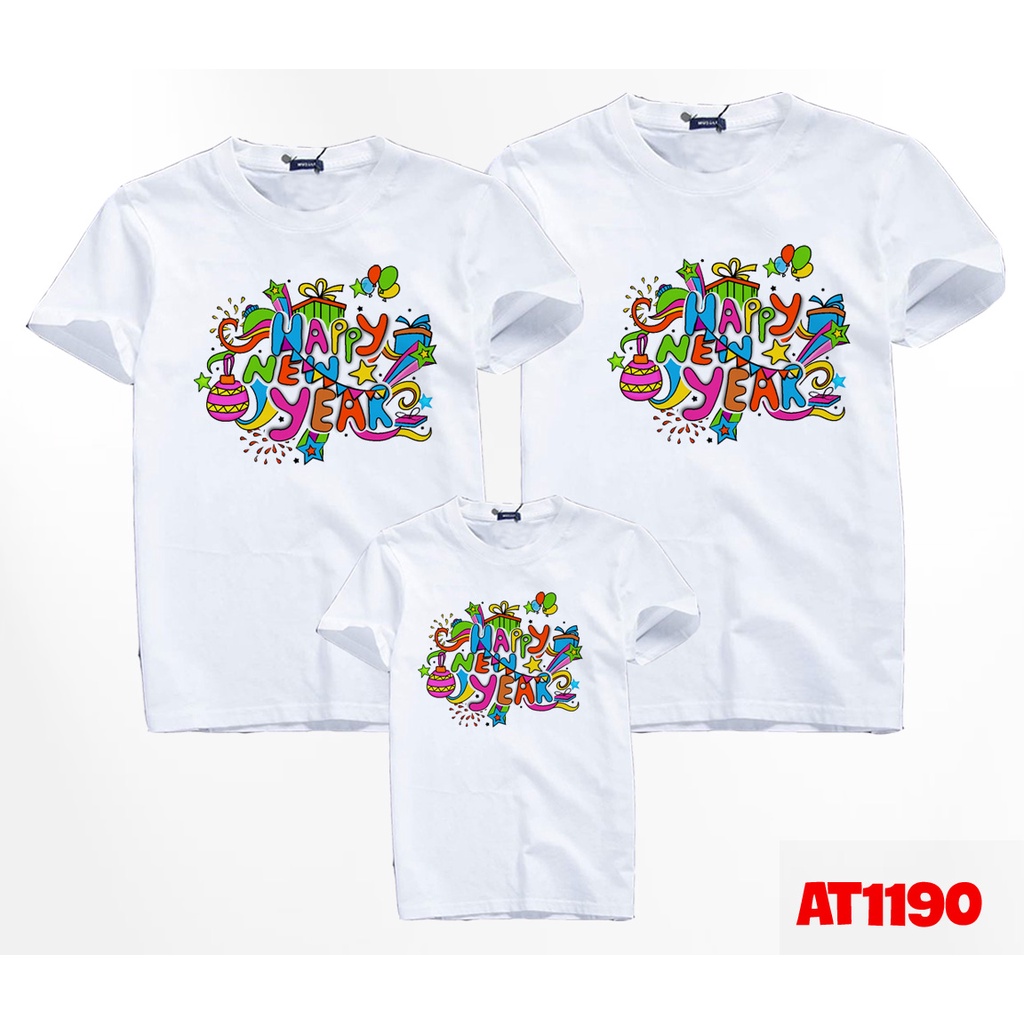 Mua Áo Thun Gia Đình In Họa Tiết Happy New Year - KTQN TSHIRT AND UNIFORM