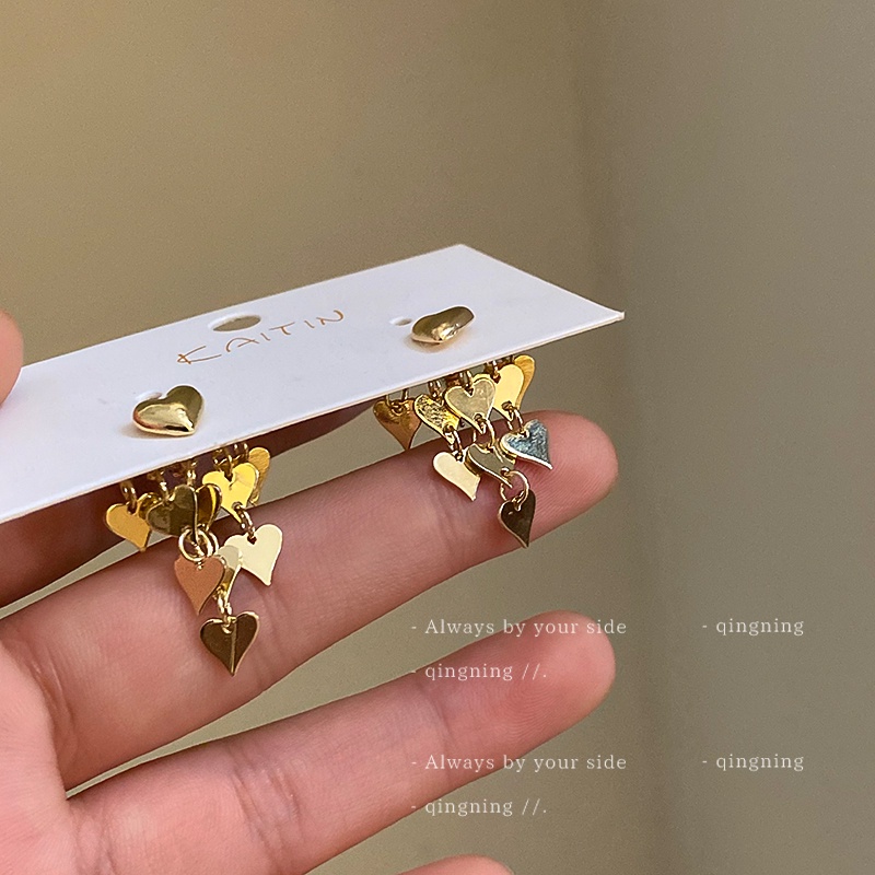 DREJEW Bông Tai Mạ Vàng 925 Hình Trái Tim Phong Cách Hàn Quốc Ngọt Ngào Thời Trang Mùa Hè Mới Cho Nữ