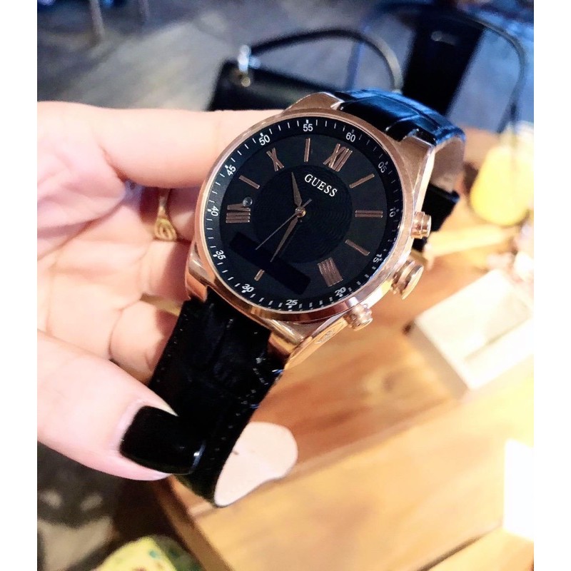 Đồng Hồ Guess Chính Hãng Nam C0002MB3 Connect Bluetooth Hybrid Black Leather Men’s Watch