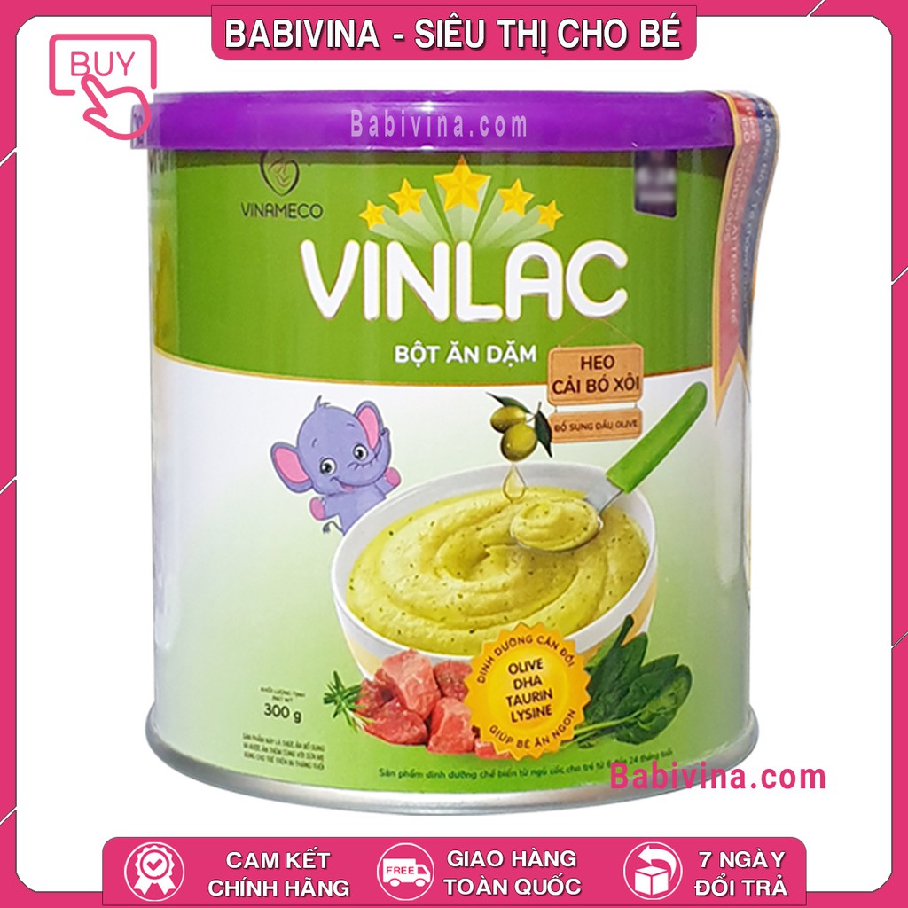 [Đủ Vị] Bột Ăn Dặm Vinlac 300g | Gạo Sữa, Yến Mạch Sữa, Gà Rau Củ, Heo Cải Bó Xôi | Giá Tốt Nhất, Date Mới Nhất