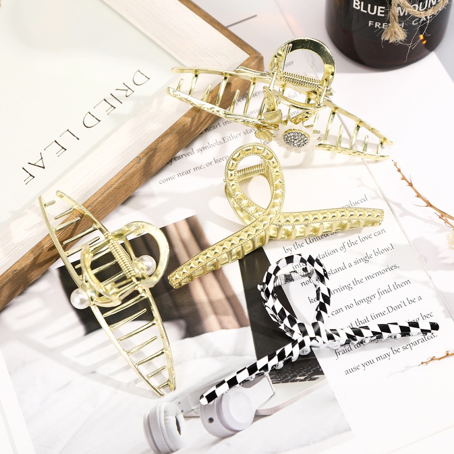 Kẹp tóc kim loại hình hoa đính ngọc trai nhân tạo thời trang cho nữ