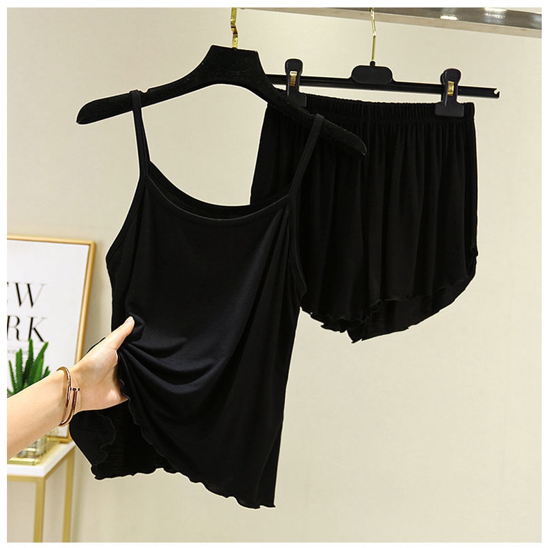 Bộ Đồ Ngủ Hai Mảnh Gồm Áo Hai Dây Và Quần Short Mỏng Thời Trang Mùa Hè Cho Nữ