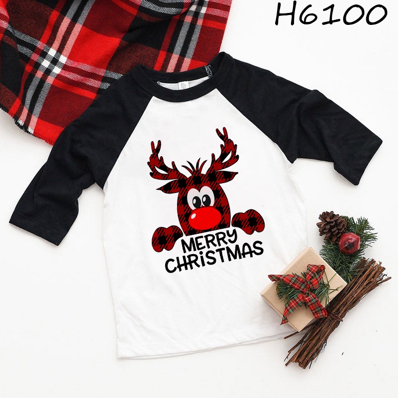 Áo Thun raglan Hình Tuần Lộc Giáng Sinh Cho Bé Trai Bé Gái Sinh Nhật Tiệc Mừng Giáng Sinh