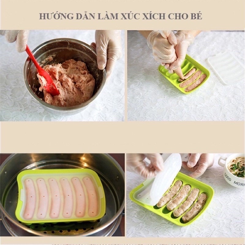 Khuôn xúc xích silicon chịu nhiệt làm xúc xích, lạp xưởng cho bé ăn dặm
