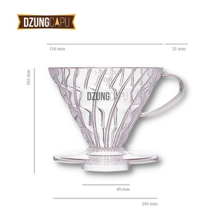 Phễu pha cà phê hario v60 - phễu nhựa pour over 2 cup - nhật bản