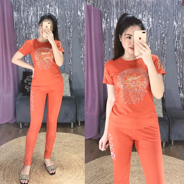 ĐỒ BỘ THUN THÁI COTTON ĐÍNH ĐÁ QC