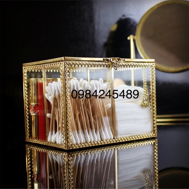 Hộp đựng bông tẩy trang golden