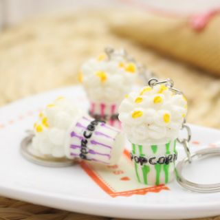 Móc chìa khóa bỏng ngô móc khóa đồ ăn food keychain móc khóa màu sắc dễ thương Hàn quốc