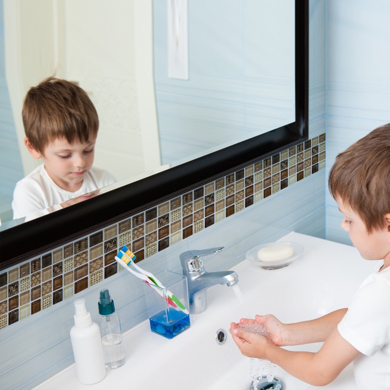 Set 10 Miếng Dán Tường Giả Gạch Gốm 10X10CM Trang Trí Phòng Ngủ