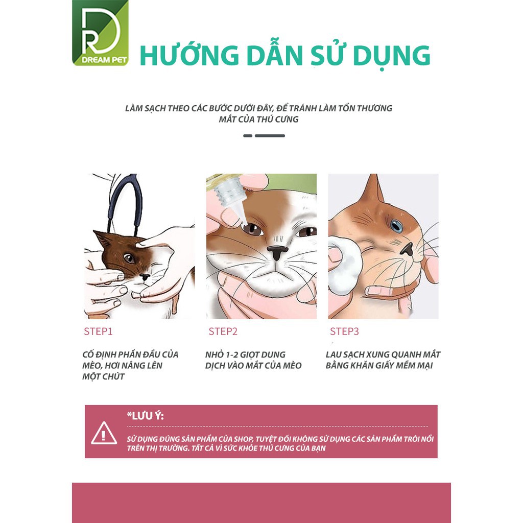 DUNG DỊCH NHỎ VỆ SINH MẮT CHO MÈO CAO CẤP CHÍNH HÃNG