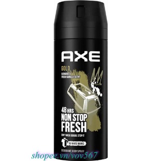 Xịt Khử Mùi 150Ml Axe Non Stop Gold Ngăn Mùi Cơ Thể, vov567 100% Là Hàng Chính Hãng.