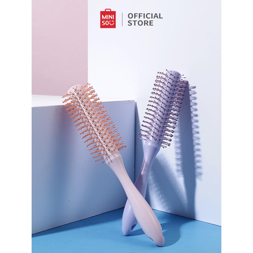Lược tròn tạo kiểu Miniso chính hãng lược chải tóc xoăn uốn giúp tóc bồng bềnh - Giao mào ngẫu nhiên