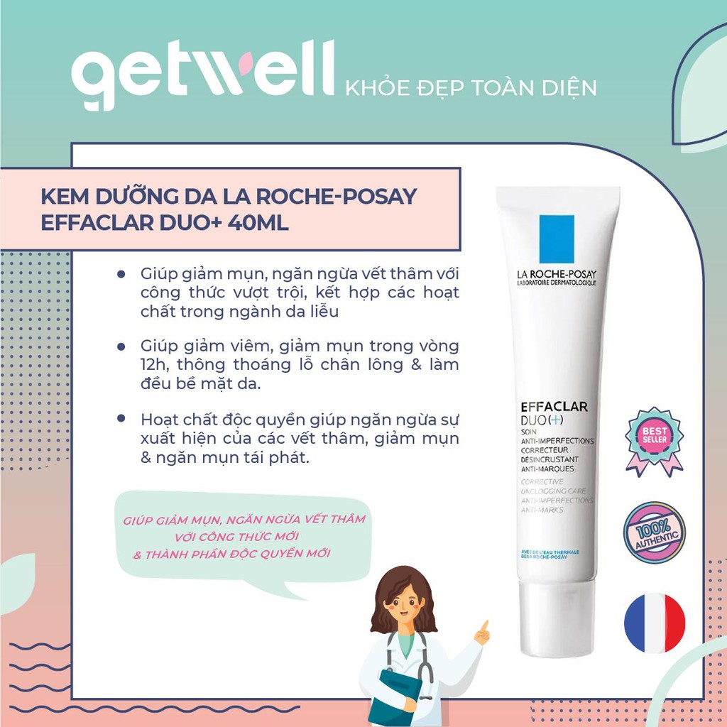 Kem dưỡng da thông thoáng lỗ chân lông ngừa thâm và mụn La Roche-Posay Effaclar Duo+ 40ml