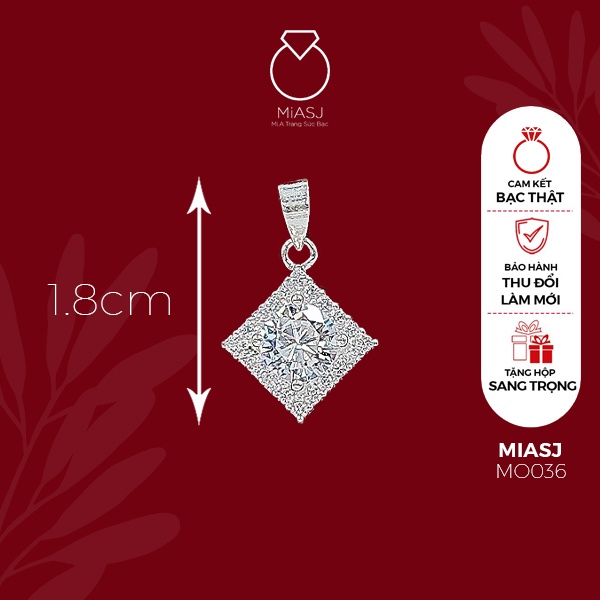Mặt dây chuyền nữ bạc Ý S925 MiASJ kiểu xoàng đính đá Cz sáng đẹp cao cấp đa dạng mẫu M6