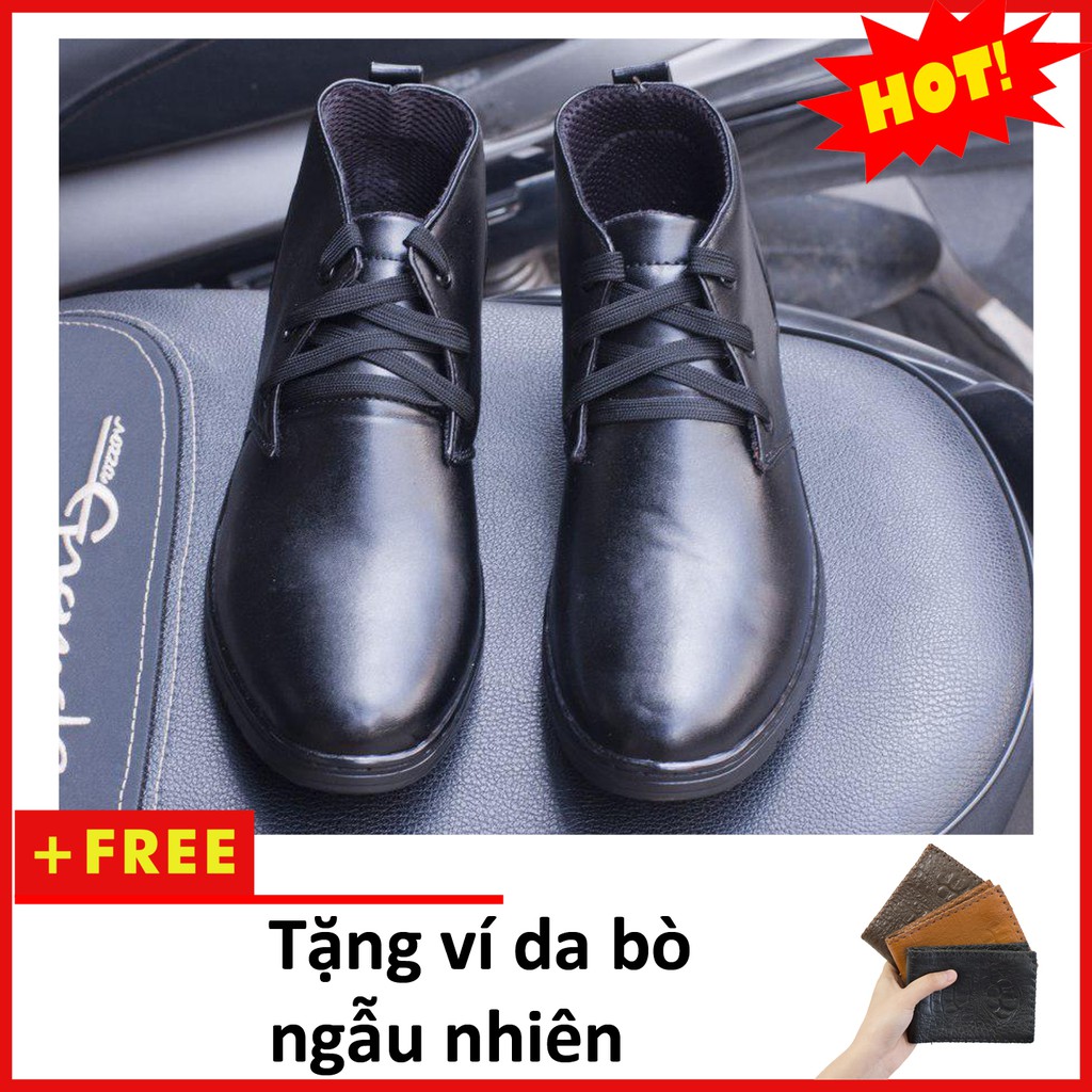 [Video- Ảnh Thật] Giày Boot Nam Cổ Lửng Màu Đen Da Nhám Đế Khâu Chắc Chắn - M443-DENNHAM(V)-DENNHAM