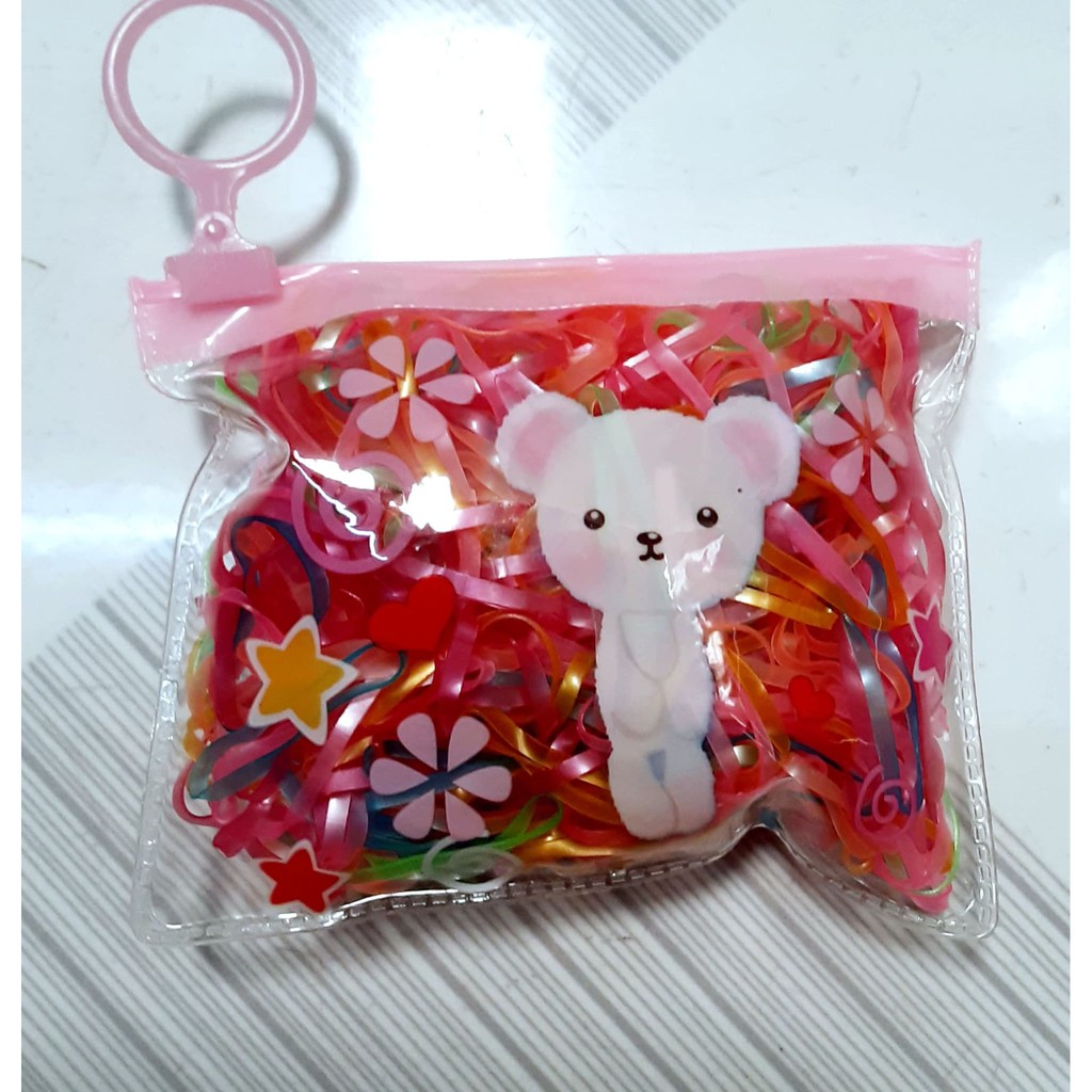 COMBO 500 DÂY CHUN CỘT TÓC, BUỘC TÓC ĐỦ MÀU KÈM TÚI ĐẸP CUTE CHO BÉ