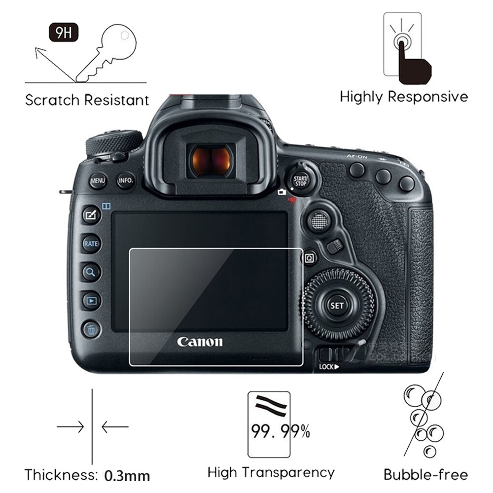 2 Kính Cường Lực 2.5d Cho Máy Ảnh Canon Eos 5d Mark Iv Iii 5ds 5dsr 6d 7d Ii 77d 90d 80d 750d 760d 800d 1200d 1300d 1500d