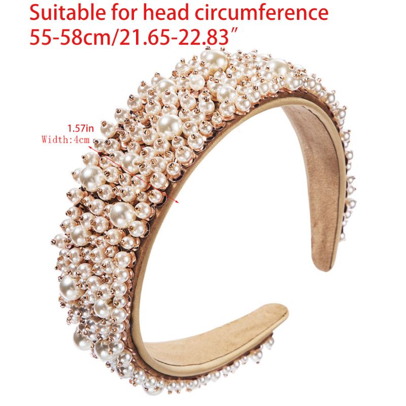 Cài Tóc Bản Rộng Đính Ngọc Trai Lấp Lánh Thời Thượng