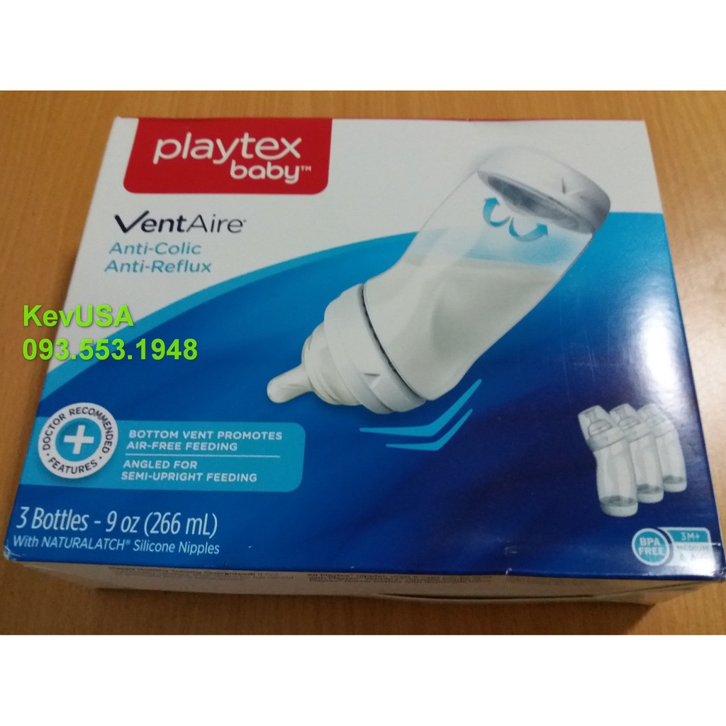 [HCM] Bình sữa cổ rộng Playtex Baby VentAire 266ml Wide Neck