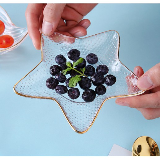 Set đĩa thủy tinh trong suốt hình vỏ sò hàng nhập