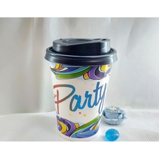 50 Ly Giấy In Hình Party 12oz – 300ml Có Nắp | Ly giấy cafe | Ly giấy đựng cà phê | Cốc giấy | Cốc giấy cafe