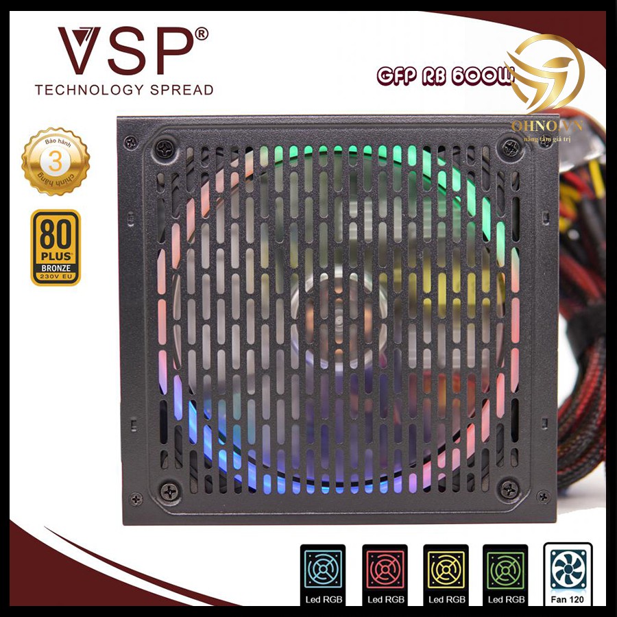 Bộ Nguồn Máy Tính Vision RB600-RGB 600W (4+4pin, 2x 6+2pin) Nguồn Máy Tính PC Công Suất Thực Chính Hãng - OHNO Việt Nam | BigBuy360 - bigbuy360.vn
